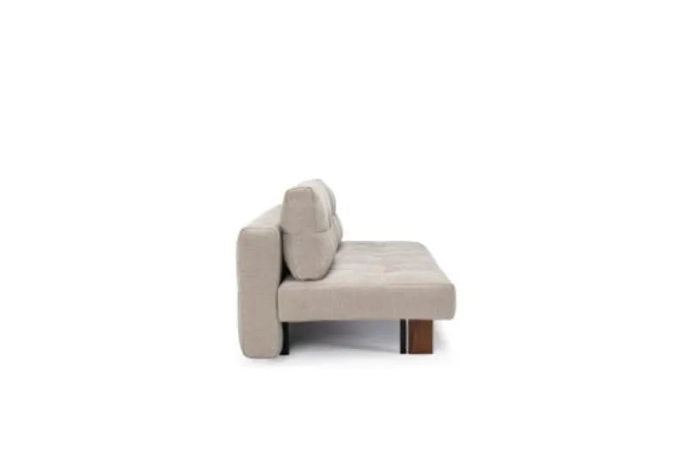 Canapé convertible en polyester beige et pied en chêne foncé 202x65cm Eilis - Innovation Living