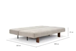 Canapé convertible en polyester beige et pied en chêne foncé 202x65cm Eilis - Innovation Living
