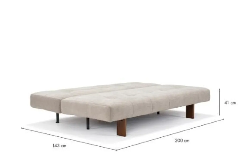 Canapé convertible en polyester beige et pied en chêne foncé 202x65cm Eilis - Innovation Living