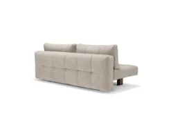 Canapé convertible en polyester beige et pied en chêne foncé 202x65cm Eilis - Innovation Living