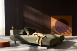Canapé convertible en polyester recyclé gris, beige 200x108x79cm Nabli - Innovation living