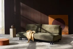 Canapé convertible en polyester recyclé gris, beige 200x108x79cm Nabli - Innovation living