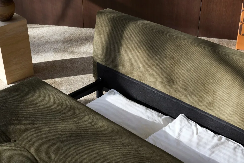Canapé convertible en polyester recyclé gris, beige 200x108x79cm Nabli - Innovation living