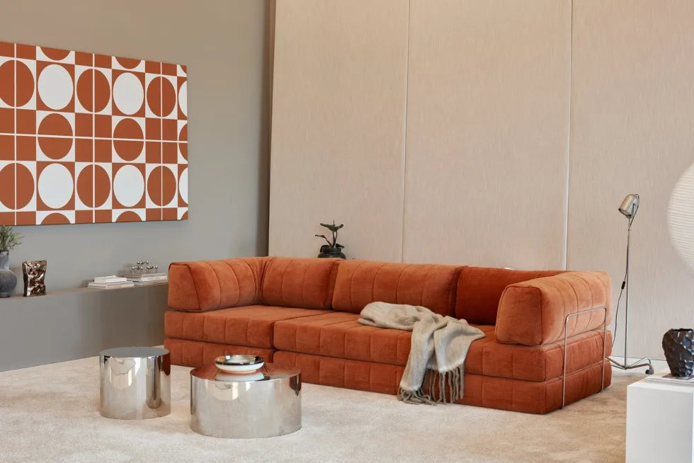 Canapé convertible en polyester recyclé ivoire 312x104x77cm Cozypad - Innovation living
