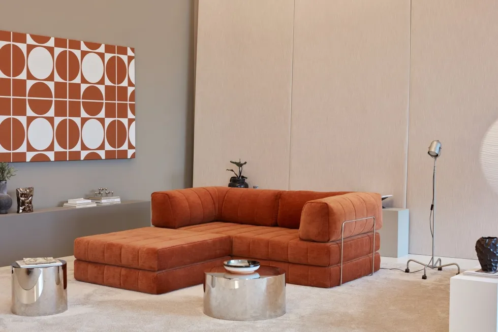Canapé convertible en polyester recyclé marron 312x104x77cm Cozypad - Innovation living