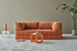 Canapé convertible en polyester recyclé orange 208x104x77cm Cozypad - Innovation living