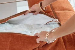 Canapé convertible en polyester recyclé orange 208x104x77cm Cozypad - Innovation living