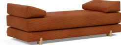 Canapé convertible pieds chêne et corduroy burnt orange 160-200cm Sigmund Drip - Innovation Living