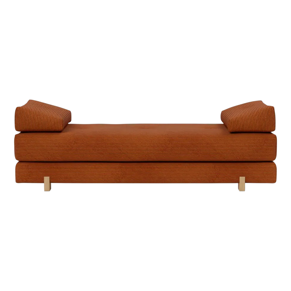 Canapé convertible pieds chêne et corduroy burnt orange 160-200cm Sigmund Drip - Innovation Living