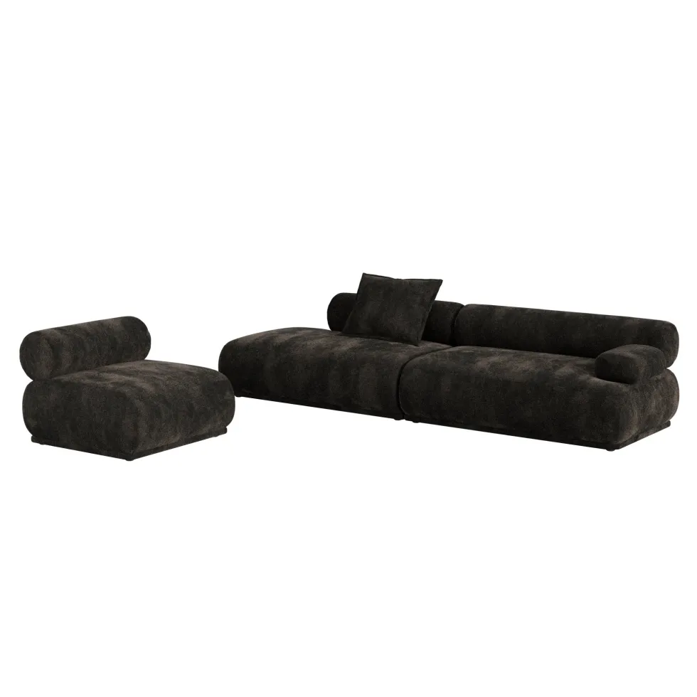 Canapé côté droit en tissu marron foncé 4,5 places Rembrandt - Zuiver