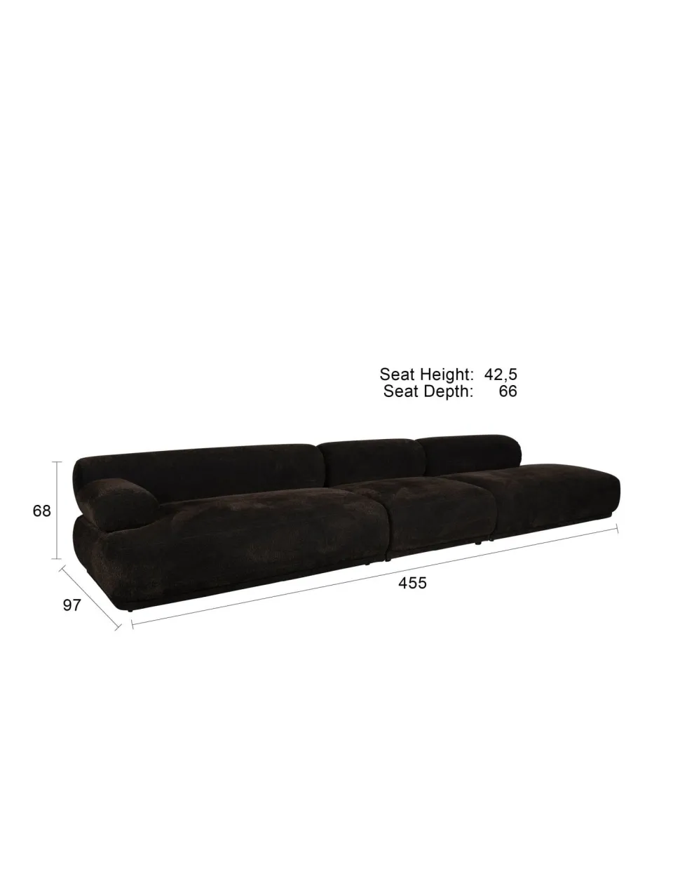 Canapé côté droit en tissu marron foncé 4,5 places Rembrandt - Zuiver