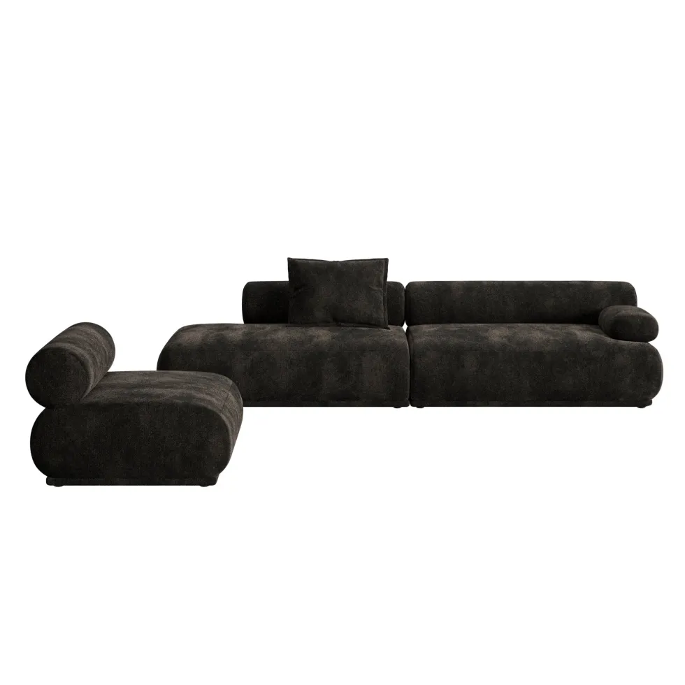 Canapé côté droit en tissu marron foncé 4,5 places Rembrandt - Zuiver