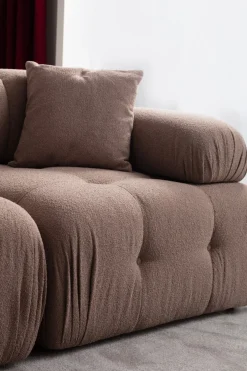 Canapé d'angle droit avec un pouf en tissu cappuccino 95x288x75cm Bubble - Home Design