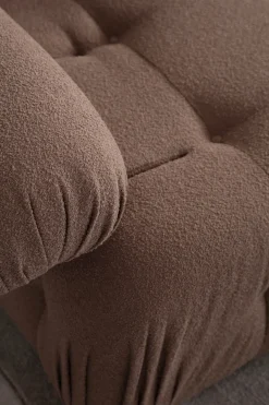 Canapé d'angle droit avec un pouf en tissu cappuccino 95x288x75cm Bubble - Home Design