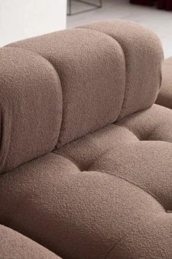 Canapé d'angle droit avec un pouf en tissu cappuccino 95x288x75cm Bubble - Home Design