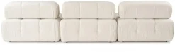 Canapé d'angle droit avec un pouf en tissu crème 95x288x75cm Bubble - Home Design