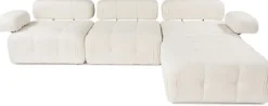 Canapé d'angle droit avec un pouf en tissu crème 95x288x75cm Bubble - Home Design