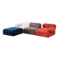 Canapé d'angle droit avec un pouf en tissu multicolore 95x288x75cm Bubble - Home Design