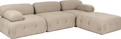 Canapé d'angle droit avec un pouf en tissu pêche 95x288x75cm Bubble - Home Design