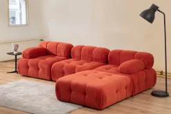 Canapé d'angle droit avec un pouf en tissu rouge 95x288x75cm Bubble - Home Design