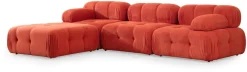 Canapé d'angle droit avec un pouf en tissu rouge 95x288x75cm Bubble - Home Design