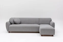 Canapé d'angle droite en tissu gris chiné 273x93x86cm Eddy - Home Design