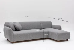 Canapé d'angle droite en tissu gris chiné 273x93x86cm Eddy - Home Design