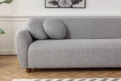 Canapé d'angle droite en tissu gris chiné 273x93x86cm Eddy - Home Design