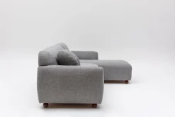Canapé d'angle droite en tissu gris chiné 273x93x86cm Eddy - Home Design