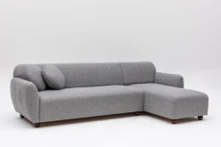 Canapé d'angle droite en tissu gris chiné 273x93x86cm Eddy - Home Design