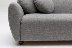 Canapé d'angle droite en tissu gris chiné 273x93x86cm Eddy - Home Design