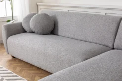 Canapé d'angle droite en tissu gris chiné 273x93x86cm Eddy - Home Design