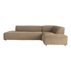 Canapé d'angle droit en polyester côtelé caramel 308x188cm Fat Freddy - Zuiver
