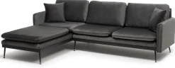 Canapé d'angle droit en tissu anthracite et pieds noirs 252x82x77cm Side - Home Design