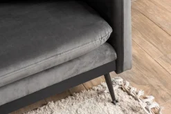 Canapé d'angle droit en tissu anthracite et pieds noirs 252x82x77cm Side - Home Design