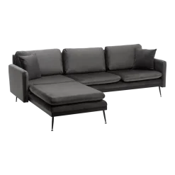 Canapé d'angle droit en tissu anthracite et pieds noirs 252x82x77cm Side - Home Design