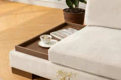 Canapé d'angle droit en tissu beige avec pouf 193x313x97cm Tulip corner - Home Design