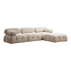 Canapé d'angle droit en tissu beige bouclette 95x288x75cm Bubble - Home Design