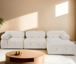 Canapé d'angle droit en tissu beige 95x288x75cm Bubble - Home Design