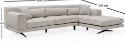 Canapé d'angle droit en tissu beige 308x100x78cm Jivago - Home Design