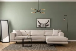 Canapé d'angle droit en tissu beige 308x100x78cm Jivago - Home Design