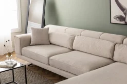 Canapé d'angle droit en tissu beige 308x100x78cm Jivago - Home Design