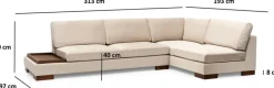 Canapé d'angle droit en tissu beige 193x313x97cm Tulip corner - Home Design