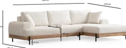 Canapé d'angle droit en tissu blanc et bois 280x98x78cm Eti - Home Design