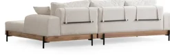 Canapé d'angle droit en tissu blanc et bois 280x98x78cm Eti - Home Design