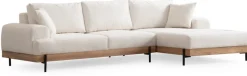 Canapé d'angle droit en tissu blanc et bois 280x98x78cm Eti - Home Design