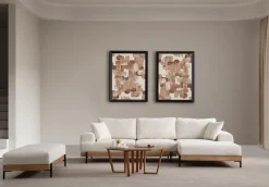 Canapé d'angle droit en tissu blanc et bois 280x98x78cm Eti - Home Design