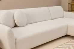 Canapé d'angle droit en tissu blanc 273x93x86cm Eddy - Home Design