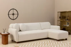 Canapé d'angle droit en tissu blanc 273x93x86cm Eddy - Home Design