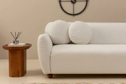 Canapé d'angle droit en tissu blanc 273x93x86cm Eddy - Home Design